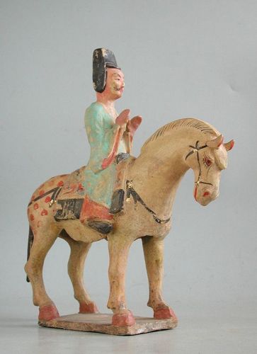 Chinese Sui Dynasty Glazed Pottery Horse & Rider (Ex. Roger Moss)