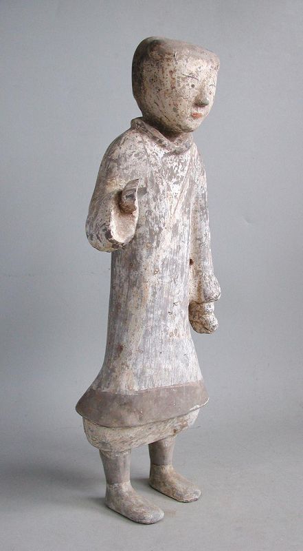 Tall Chinese Han Dynasty Painted Pottery Soldier (206BC-AD8)