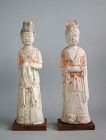 Fine Pair of Chinese Tang Dynasty Painted Pottery Figures with TL Test