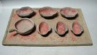 Large Chinese Han Dynasty Painted Pottery Tray, Ladle & Cups Set