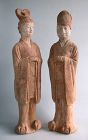 Pair Tall Chinese Tang Dynasty Male & Female Figures with TL Tests