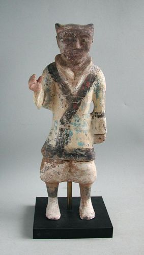 Fine Tall Chinese Western Han Dynasty Pottery Soldier (with seal)