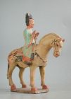 Rare Chinese Sui Dynasty Glazed Pottery Horse & Rider (Ex. Roger Moss)