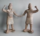 Pair Large Chinese Early Tang Dynasty Pottery Foreigners + Oxford TL