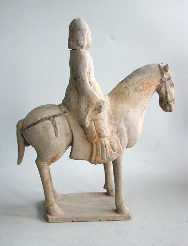 Chinese Northern Dynasties Painted Pottery Horse & Rider