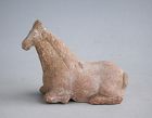 Small Chinese Tang Dynasty Pottery Recumbent Horse