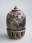 Chinese Song Dynasty Stoneware Dragon Jar with Rare Stand & Cover