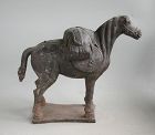 Fine & Rare Large Chinese Yuan Dynasty Burnished Black Pottery Horse