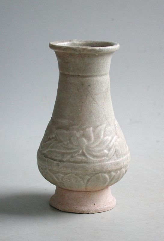 Chinese Song Dynasty Moulded Qingbai Porcelain Vase (with characters)