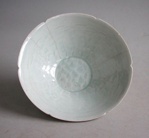 Chinese Song Dynasty Qingbai Porcelain Bowl with Combed Decoration