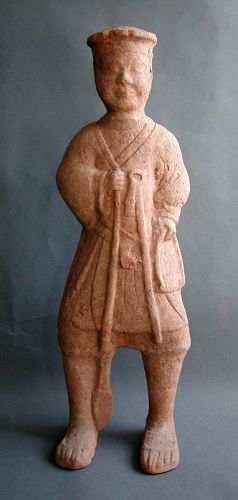 TALL Chinese Eastern Han Dynasty Sichuan Pottery Farmer (81cm / 32")