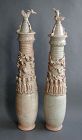 Fine Pair of Tall Chinese Song Dynasty Qingbai Porcelain Dragon Jars