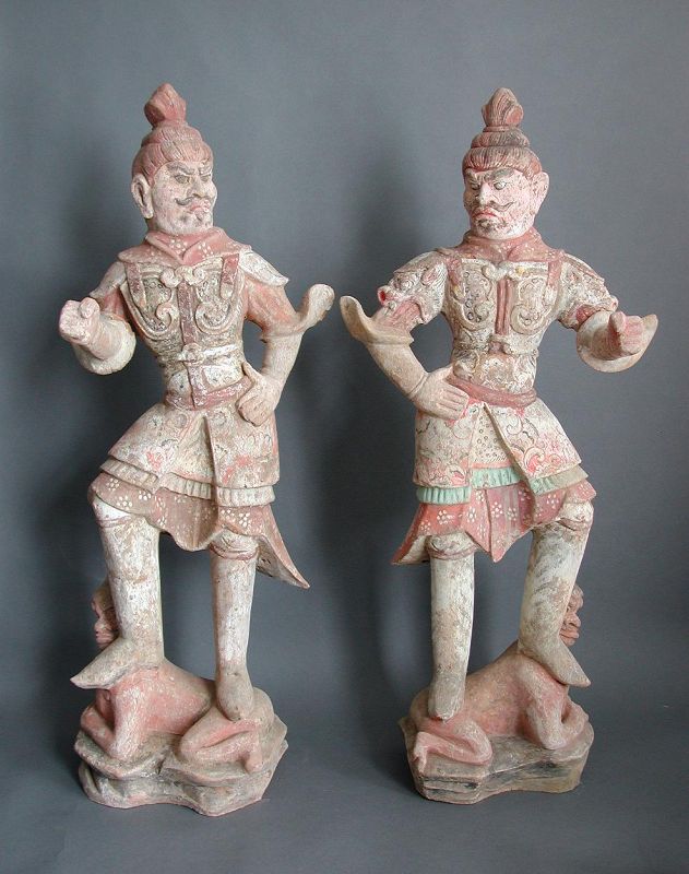 Fine TALL Pair Chinese Tang Dynasty Lokapala Figures + Oxford TL Test