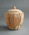 Rare Chinese Song / Yuan Dynasty Buddhist Lotus Leaf Jar - Dhama Wheel