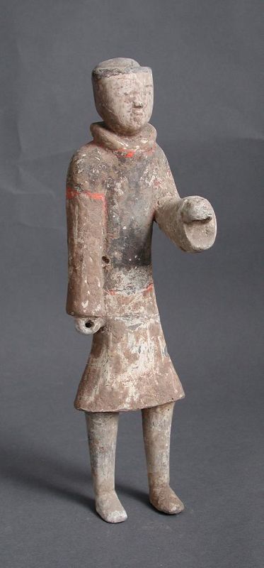 Chinese Western Han Dynasty Painted Pottery Groom Figure