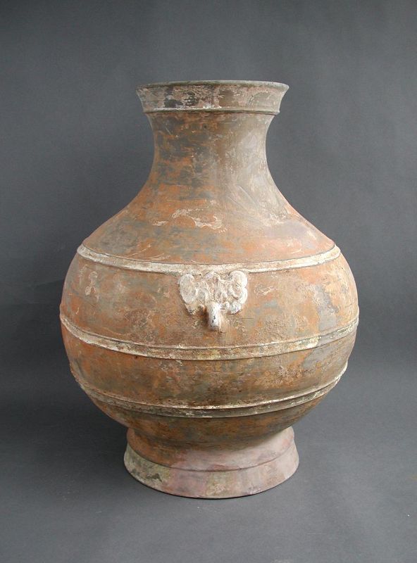 LARGE Chinese Western Han Dynasty Painted Pottery Hu Jar (206BC - AD8)