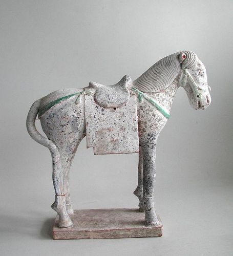 Chinese Ming Dynasty Painted Pottery Saddled Horse (for repair)