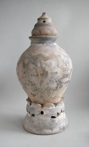 Rare Chinese Tang Dynasty Painted Pottery Stupa Jar (AD 618 - 906)