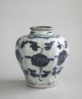 Rare Chinese Ming Dynasty Blue & White Hexagonal Porcelain Jar
