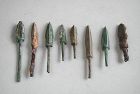 Eight Ancient Chinese Bronze Arrowheads - Han Dynasty / Warring States