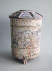 Fine Tall Chinese Western Han Dynasty Painted Pottery Granary Jar