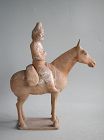 Chinese Tang Dynasty Painted Pottery Horse / Pony & Rider