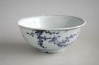 Chinese Ming Dynasty Blue & White Porcelain Bowl -Birds in Prunus Tree