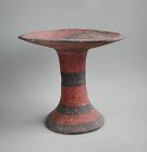 VERY RARE Large Chinese Neolithic Painted Pottery Pedestal Dish