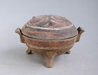 Fine Chinese Western Han Dynasty Painted Pottery Ding Tripod SALE