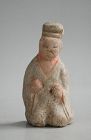 Rare Chinese Northern Wei Dynasty Painted Pottery Kneeling Figure