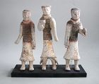 Fine Group of Three Chinese Han Dynasty Painted Pottery Groom Figures