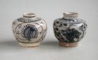 Two Chinese Ming Dynasty Blue & White Porcelain Jars / Jarlets