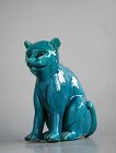 Chinese Qing Dynasty Turquoise Glazed Porcelain Cat