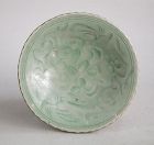 Chinese Ming Dynasty Incised Celadon Porcelain Dish