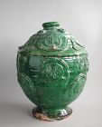 Fine Large Chinese Song / Yuan Dynasty Glazed Buddhist Jar + Sanskrit