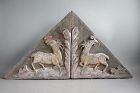 A Fine Pair of Large Chinese Ming Dynasty Painted Pottery Tiles - Deer