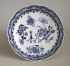 Chinese 18th Century Blue & White Porcelain Dish with Floral Pattern