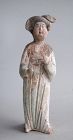 Fine & Rare Chinese Tang Dynasty Painted Pottery Female Courtier