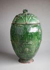 Rare Tall Chinese Yuan /Early Ming Dynasty Glazed Pottery Buddhist Jar