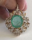 Magnificent Antique 10ct Old Mine Colombian Pendant/Brooch GIA
