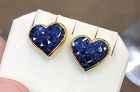 Beautiful Invisibly Set 4.38ct Blue Sapphire 18k Gold Earrings