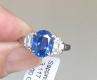 Superb Unheated 3.11ct Burma Blue Sapphire Platinum & Diamond Ring GIA