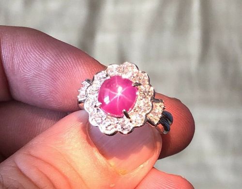 Magnificent 5.33ct Unheated Burma Star Ruby Platinum & Diamond Ring