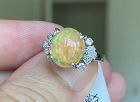 Stunning 3.63ct Mexico Fire Opal & Diamond Ring In Platinum