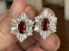 Magnificent Unheated 4.05ct Pigeon's Blood Ruby 18k Earrings & Certs