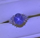 Beautiful 4.58ct Unheated Blue Star Sapphire Platinum & Diamond Ring
