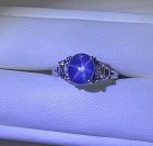 A Vintage Unheated Burma 3.93ct Star Sapphire Platinum Ring & Cert