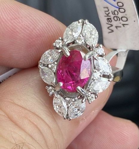 An Important Unheated Burma 3.00ct Ruby & Diamond Ring Lotus Certifica