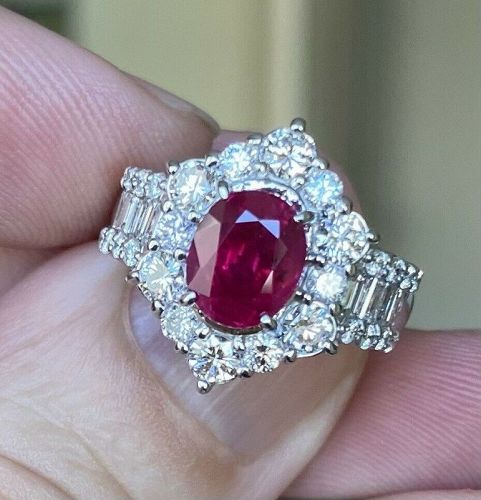 A Magnificent Unheated Burma 2.08ct Pigeon’s Blood Ruby & Diamond Ring