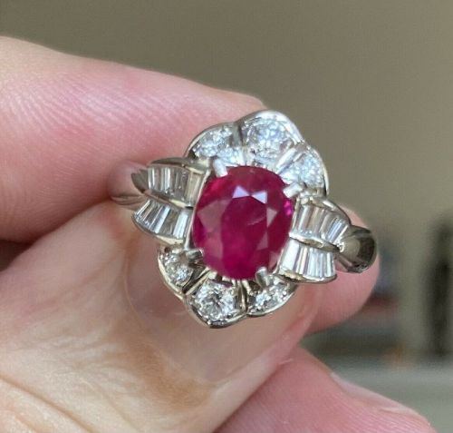 A Beautiful Unheated 1.98ct Burma Ruby & Diamond Ring GRS